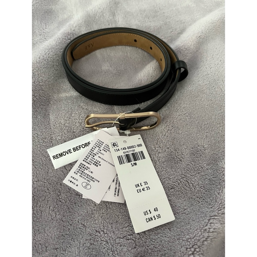 Abercrombie & Fitch Black Belt with Gold Buckle